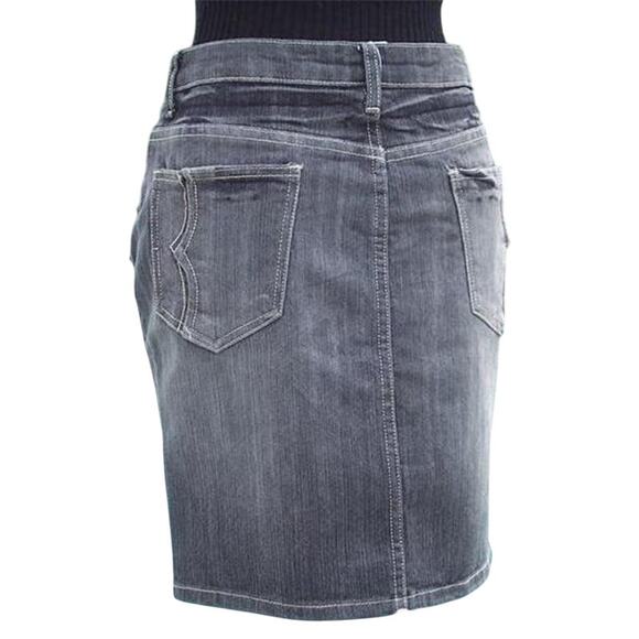 Cache Denim Black Gray Wash Rhinestone Stud Detail Skirt New Stretch $98 NWT - Picture 3 of 5